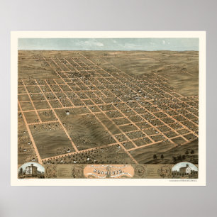 Affiches Monmouth, IL Carte panoramique - 1869