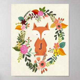 Affiches monogramme d'affiche de pépinière renard