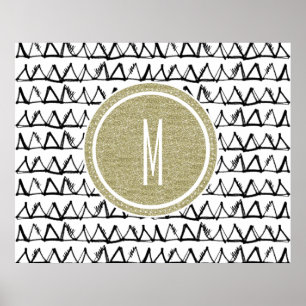 Affiches Monogramme de Parties scintillant d'or des triangl