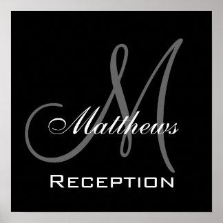Affiches Monogramme et nom Symbole de réception de mariage