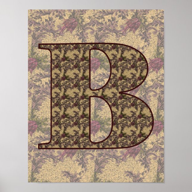 Affiches Monogramme floral initial B élégant (Devant)
