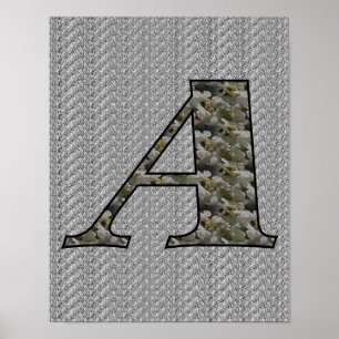 Affiches Monogramme Initiale A Fleurs d'Hydrangea
