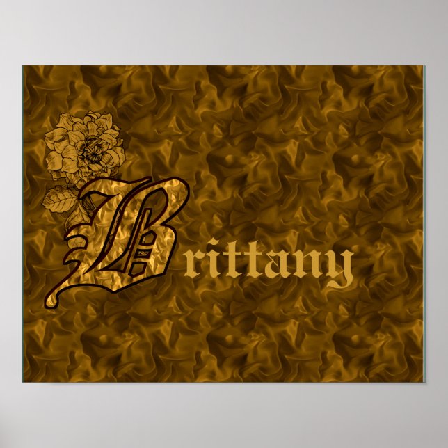 Affiches Monogramme Initiale B Fleur de Pivoine Or Personna (Devant)