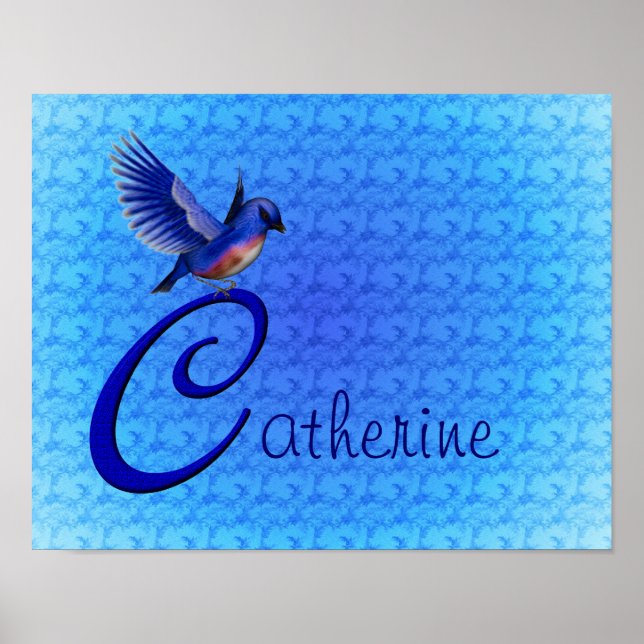 Affiches Monogramme Initiale C Nom Personnalisé Bluebird (Devant)