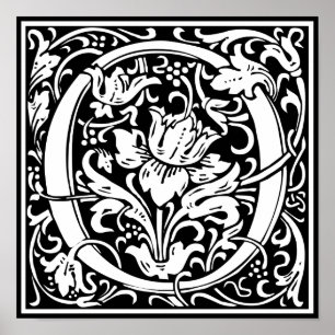 Affiches Monogramme Médiéval Lettre O Initiale Vintagev