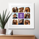 Affiches Monogramme personnalisé Eggplant et collage photo<br><div class="desc">Vous pouvez utiliser des photos Instagram pour cette conception. Utilisez 8 photos carrés pour créer un cadeau unique et personnel. Ou vous pouvez garder le chiot hipster et faire un gardien branché. Si vous avez besoin d'ajuster les images,  cliquez sur l'outil personnaliser pour apporter des modifications.</div>