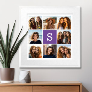 Affiches Monogramme personnalisé Eggplant et collage photo