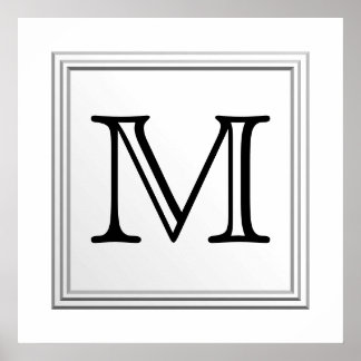 Affiches Monogramme personnalisé imprimé. Noir et Blanc.