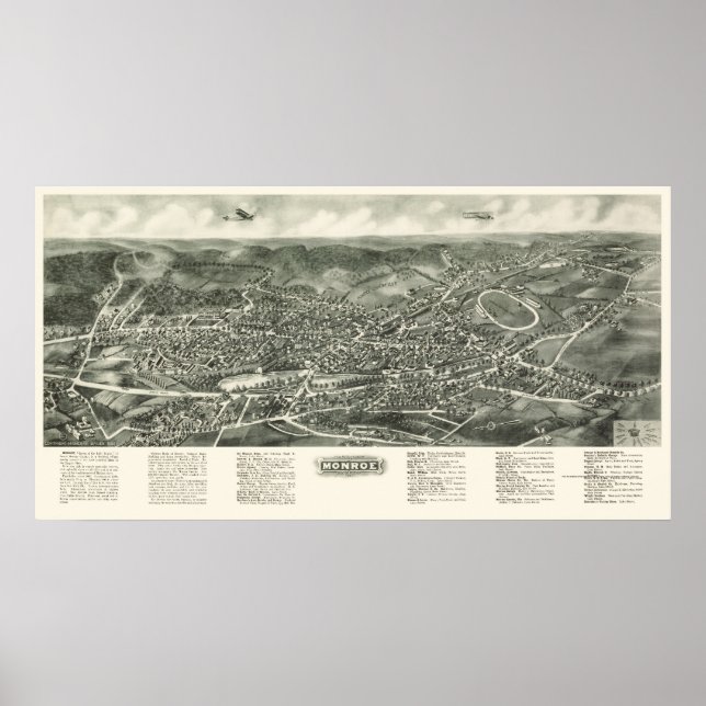 Affiches Monroe, NY Carte panoramique - 1923 (Devant)