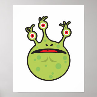 Affiches monstre vert drôle