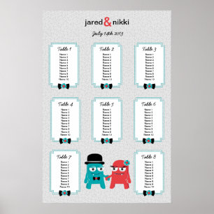 Affiches Monstres dans Love Mariage Table Plan