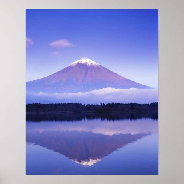Affiches Mont Fuji avec nuage lenticulaire, lac Motosu, (Devant)