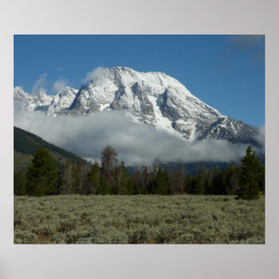 Affiches Mont Moran et nuages à Grand Teton
