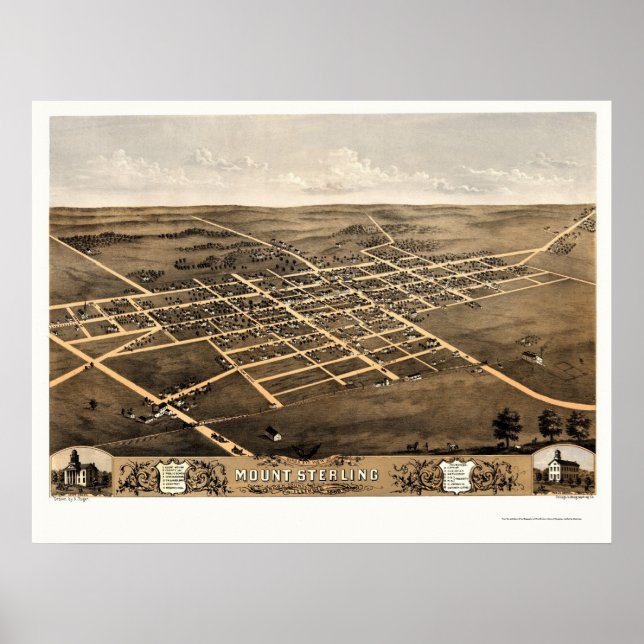 Affiches Mont Sterling, IL Carte panoramique - 1869 (Devant)