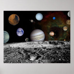 Affiches Montage des planètes et des lunes de Jupiter