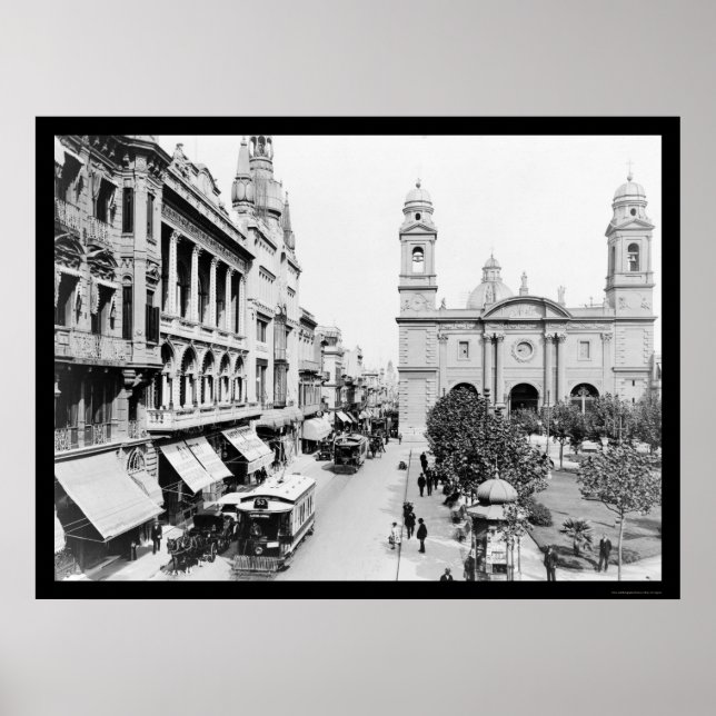 Affiches Montevideo, Uruguay Street Scene 1906 (Devant)