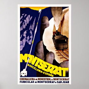 Affiches Montserrat Barcelona Espana Vintage voyage
