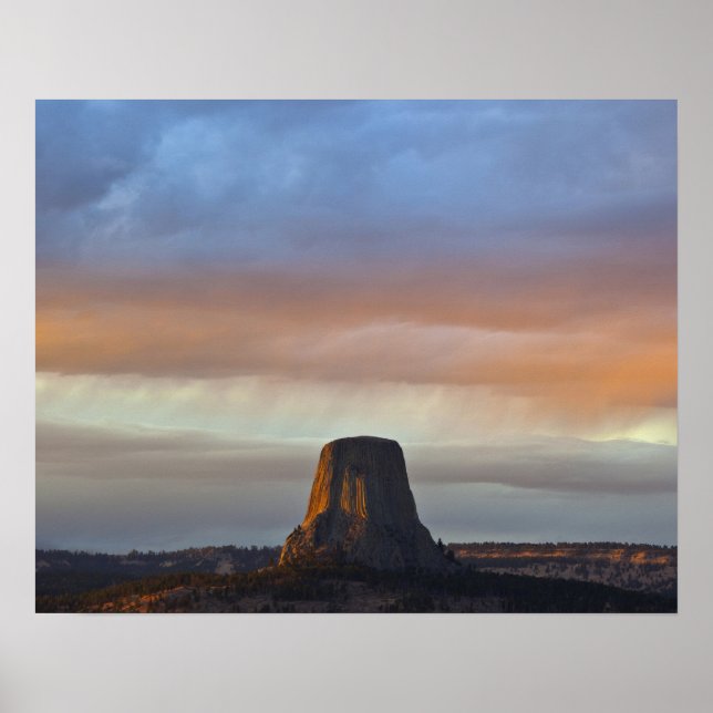 Affiches Monument national de Devils Tower, Orage au couche (Devant)