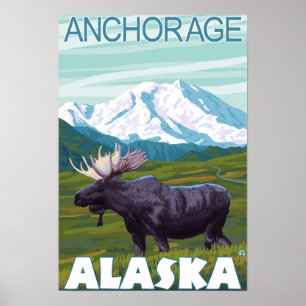 Affiches Moose Scene - Anchorage, Alaska