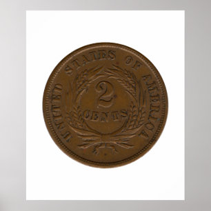 Affiches morceau 1864 2-Cent