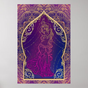 Affiches Moroccan Purple & Gold Arabian Glam Danse du Ventr