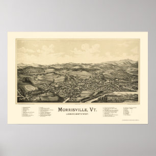 Affiches Morrisville, VT Carte panoramique - 1889
