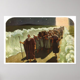 Affiches Moses traversant la mer Rouge, religion Vintage