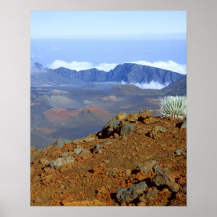 Affiches Mot d'argent sur la rime du cratère de Haleakala