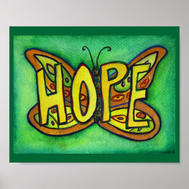 Affiches Mot d'espoir Papillon vert Art Imprimer les affich (Devant)