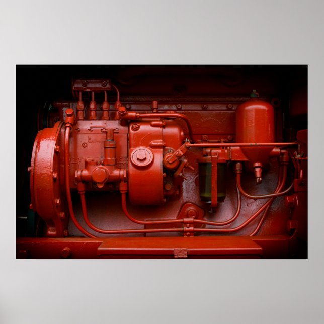 Affiches Moteur Tracteur rouge (Devant)