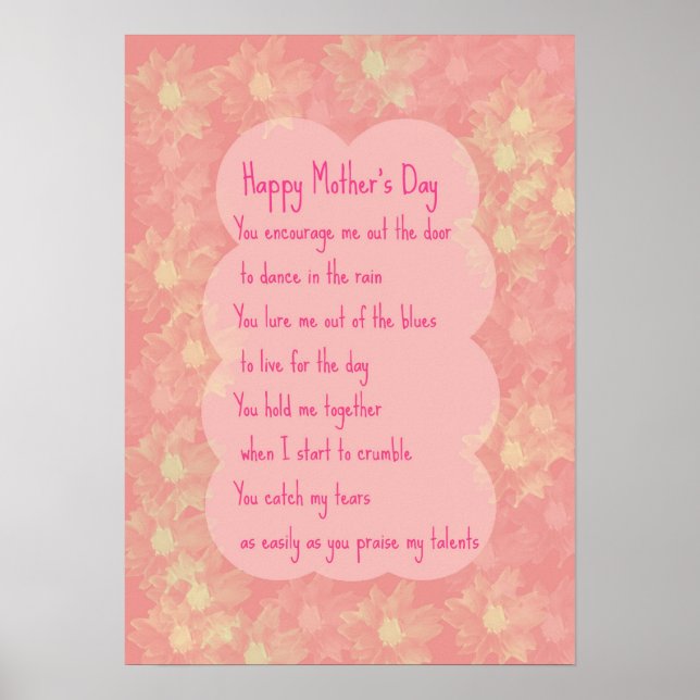 Affiches Mother's Day Original Poetry Print (Devant)