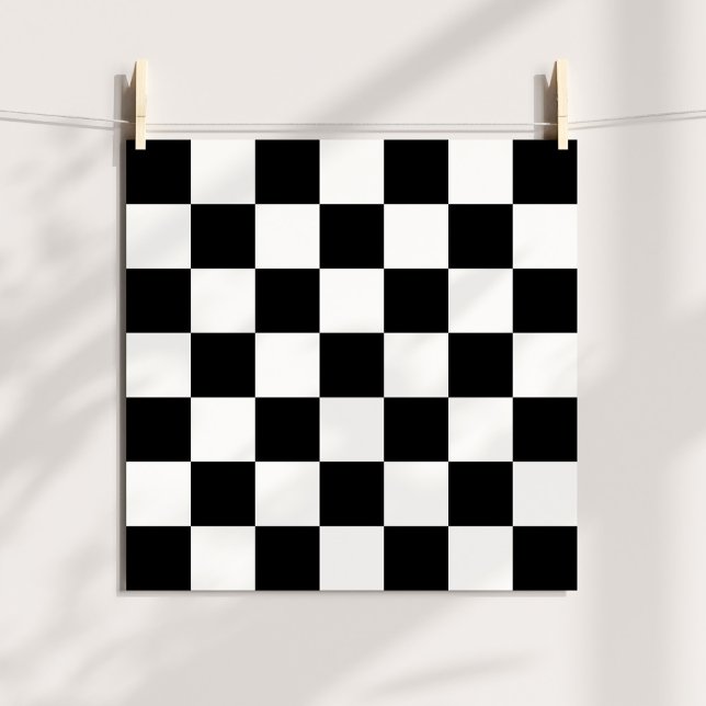 Affiches Motif à carreaux noir et blanc (Black & White Checkered Pattern Poster)