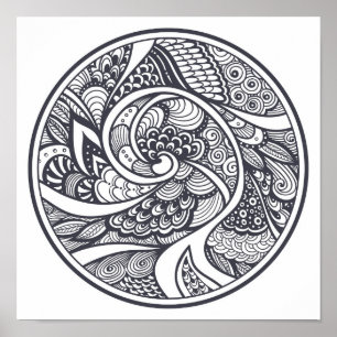 Affiches Motif Abstrait En Style Doodle Zen 2