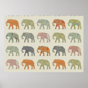Affiches Motif animal coloré éléphant