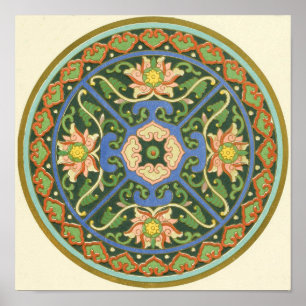 Affiches Motif antique cloisonné chinois : Vert Jade
