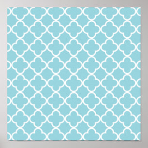 Affiches Motif blanc bleu marocain de Quatrefoil