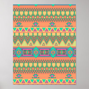 Affiches Motif coloré de la tribu Aztec Ikat de Chevron Zig