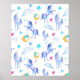 Affiches Motif d'aquarelle magique Unicorn Design Imaginair