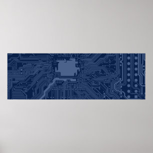 Affiches Motif de circuit Geek bleu