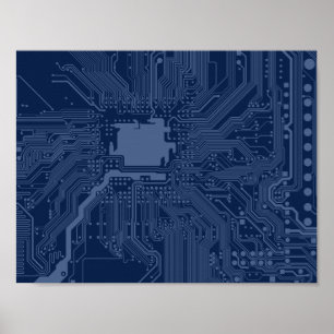 Affiches Motif de circuit Geek bleu