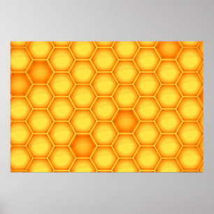Affiches Motif de nid d'abeille jaune