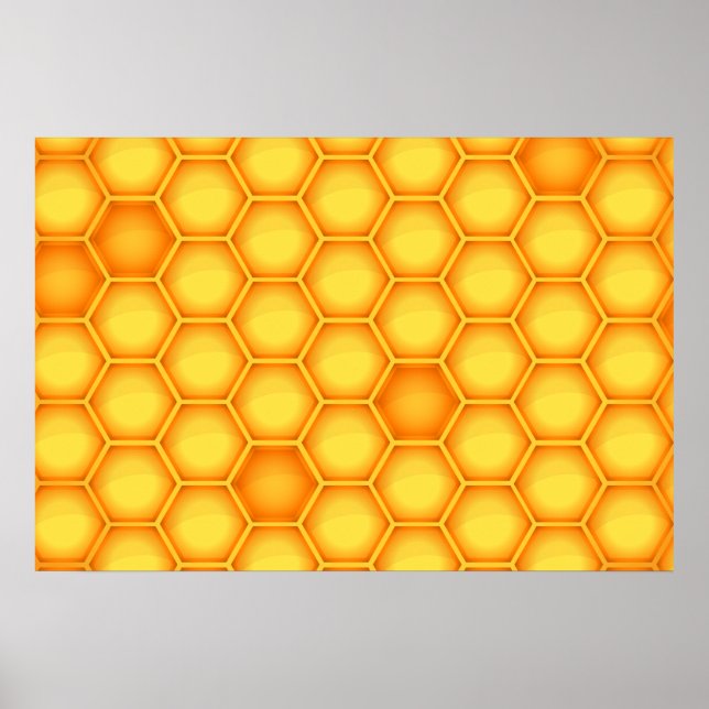 Affiches Motif de nid d'abeille jaune (Devant)