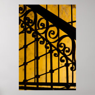 Affiches Motif de porte en fer jaune, Cuba