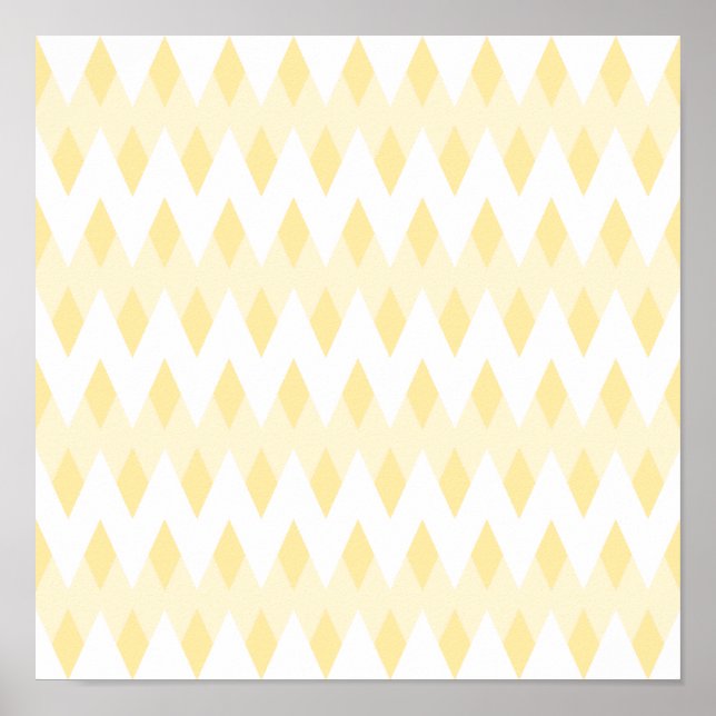 Affiches Motif de Zigzag Jaune crémeux aux formes diamant. (Devant)