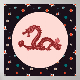 Affiches Motif d'étoile de dragon chinois Art fantastique