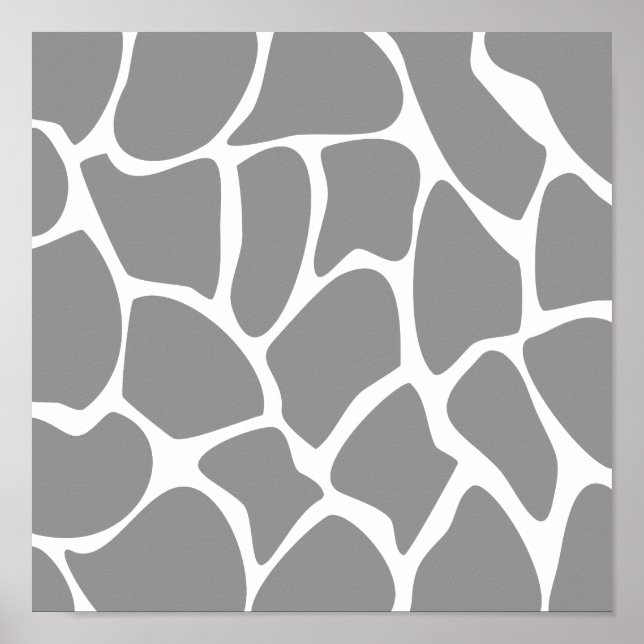 Affiches Motif d'impression de girafe en gris. (Devant)