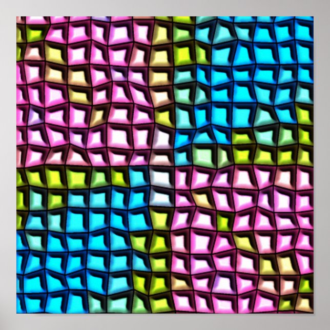 Affiches Motif en mosaïque brillante (Devant)