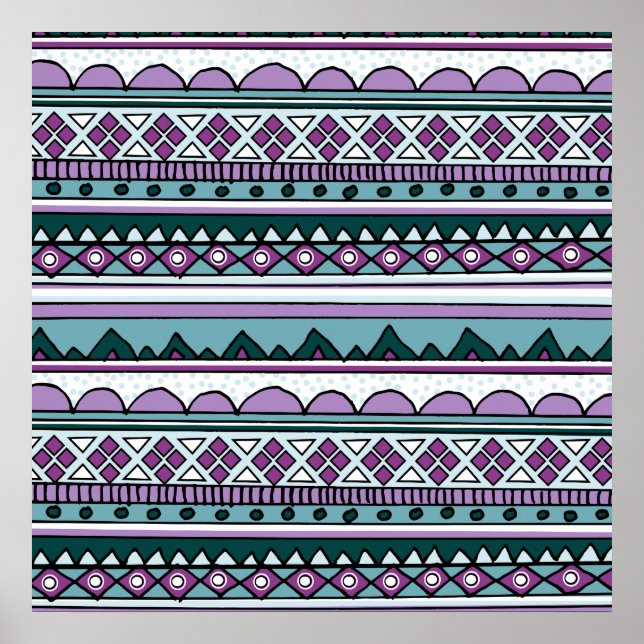 Affiches Motif ethnique pourpre (Devant)