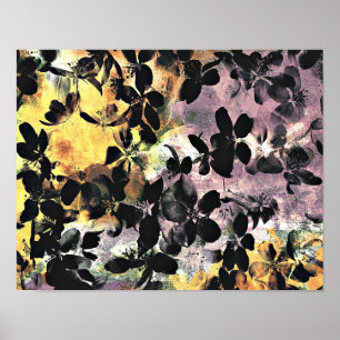 Affiches Motif floral à fleurs rose jaune, art numérique fl