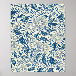 Affiches Motif Floral bleu Antique Design asiatique